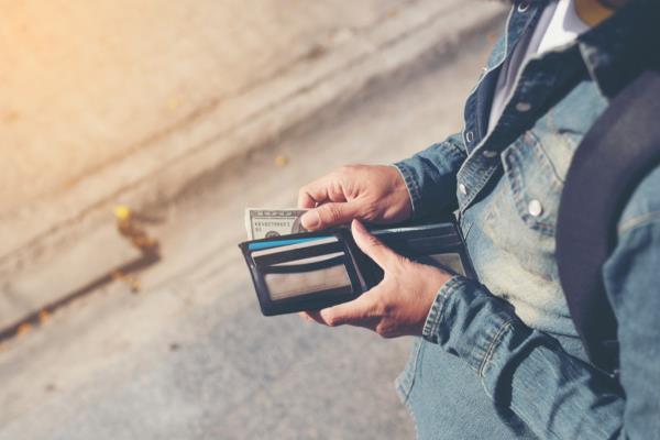 Wallet with cash and cards 