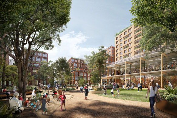 The plans for Waterloo South include 3000 dwellings and a 2.2 hectare public park next to the future metro station.