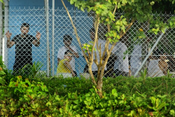 Detainees inside the Manus Island centre in 2013.