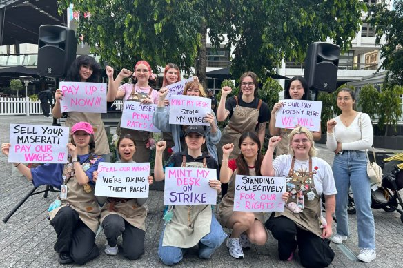 Brisbane Mint My Desk employees protested in King George Square.