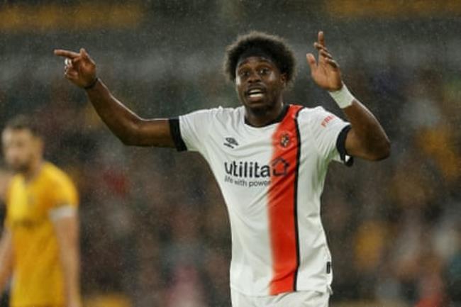 Pelly Ruddock Mpanzu of Luton Town gestures during the pre-season friendly match between Wolverhampton Wanderers and Luton Town