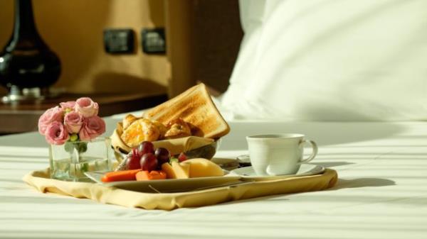 Breakfast Tray on Made Bed