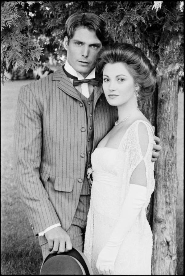 Christopher Reeve and Jane Seymour on the set of "Somewher<em></em>e in Time"