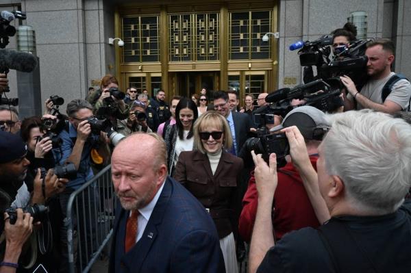 US magazine columnist E. Jean Carroll departs the Manhattan Federal Court in New York City on May 9, 2023. A New York jury ruled Tuesday that Do<em></em>nald Trump was liable for the sexual abuse of an American former magazine columnist in the mid-1990s, multiple US media reported. - (Photo by ED Jo<em></em>nES / AFP)