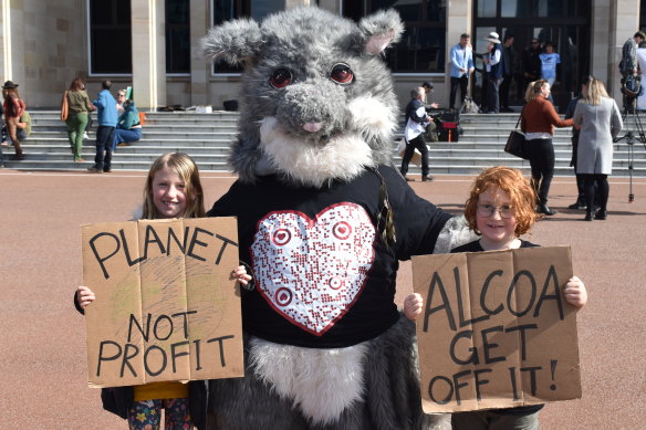 Alby and Otis both live in Dwellingup and came up to Perth with their parents on Saturday to make their voices heard.