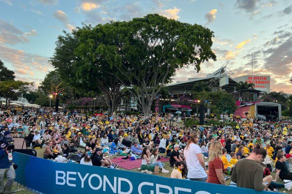 Fans unable to get tickets to the match packed the FIFA fan site on Saturday night to watch the Matildas play France.