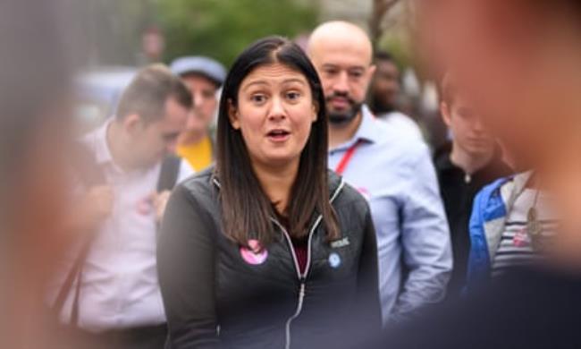 Lisa Nandy speaks with Labour Party volunteers and supporters before the Uxbridge by-election