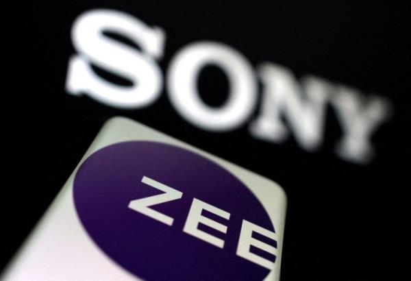 Illstration shows Zee Entertainment and SONY logos