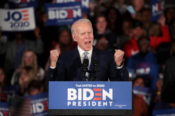 Democratic presidential candidate former Vice President Joe Biden speaks at his primary night event at the University of South Carolina on Feb. 29, 2020, in Columbia, S.C., after his huge win in the state' first-in-the-south primary.