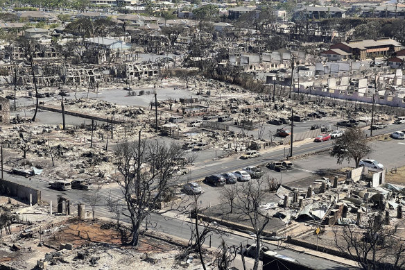 Burnt areas in Lahaina on the island of Maui, Hawaii on Friday.