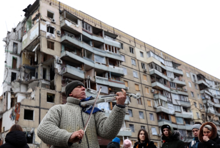 Damaged building.