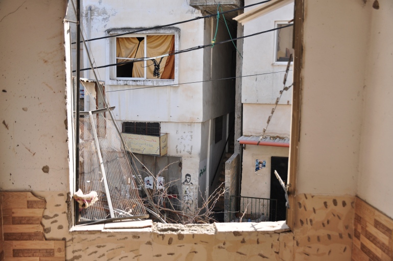 The destroyed home wher<em></em>e three known Palestinian fighters were taking shelter when Israel attacked it with surface-to-air missiles, causing it also to set on fire.