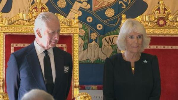 King Charles III and Camilla, the Queen Consort, at Hillsborough Castle.